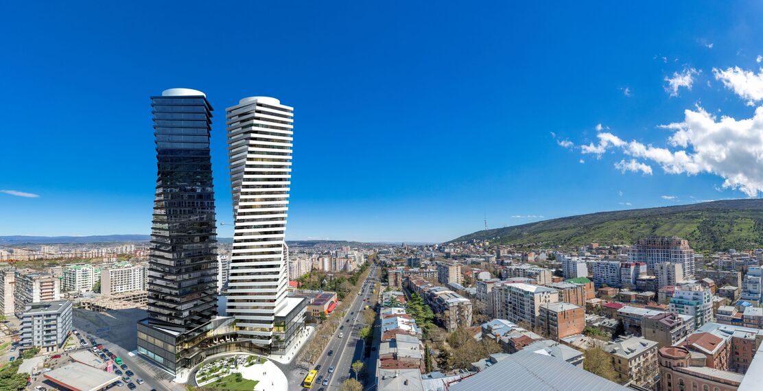 ConceptWall 50 Aluminium Façades, ConceptSystem 77 Aluminium Doors and ConceptSystem 77 Aluminium Windows - Apartmentcomplex Axis Towers located in Tbilisi, Georgia