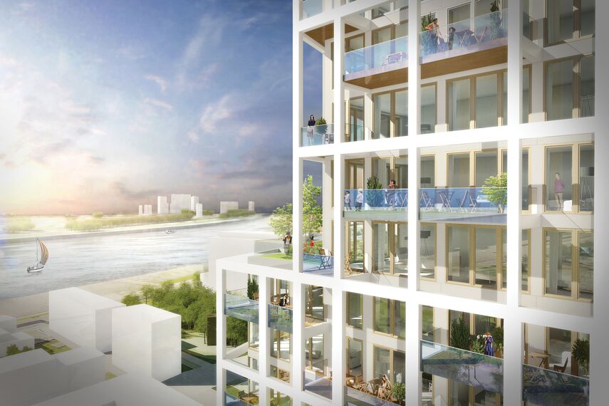 ConceptSystem 59Pa Aluminium Windows, ConceptWall 50 Aluminium Façades, ConceptFolding 77 Aluminium Sliding & Folding Doors and MasterLine 8 HI+ Aluminium Windows - Zuiderzicht Nieuw Zuid located in Antwerp, Belgium