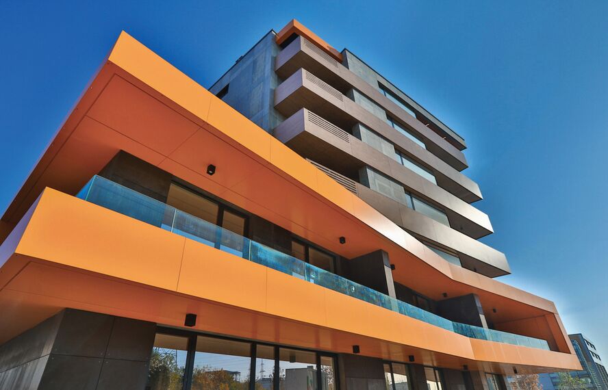 ConceptWall 50 Aluminium Façades, ConceptSystem 77 Aluminium Windows and CS 77 Panel Door Aluminium Doors - Apartmentcomplex Ruhouse located in Sofia, Bulgaria