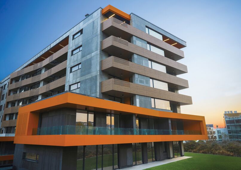 ConceptWall 50 Aluminium Façades, ConceptSystem 77 Aluminium Windows and CS 77 Panel Door Aluminium Doors - Apartmentcomplex Ruhouse located in Sofia, Bulgaria