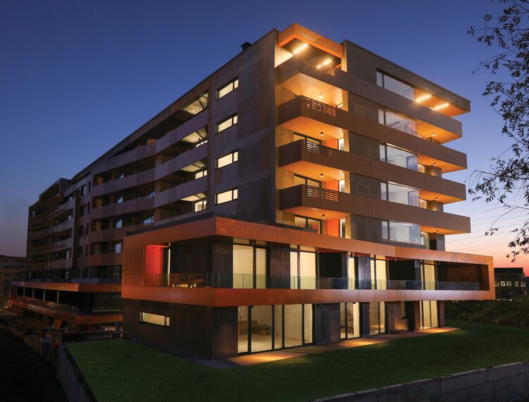 ConceptWall 50 Aluminium Façades, ConceptSystem 77 Aluminium Windows and CS 77 Panel Door Aluminium Doors - Apartmentcomplex Ruhouse located in Sofia, Bulgaria