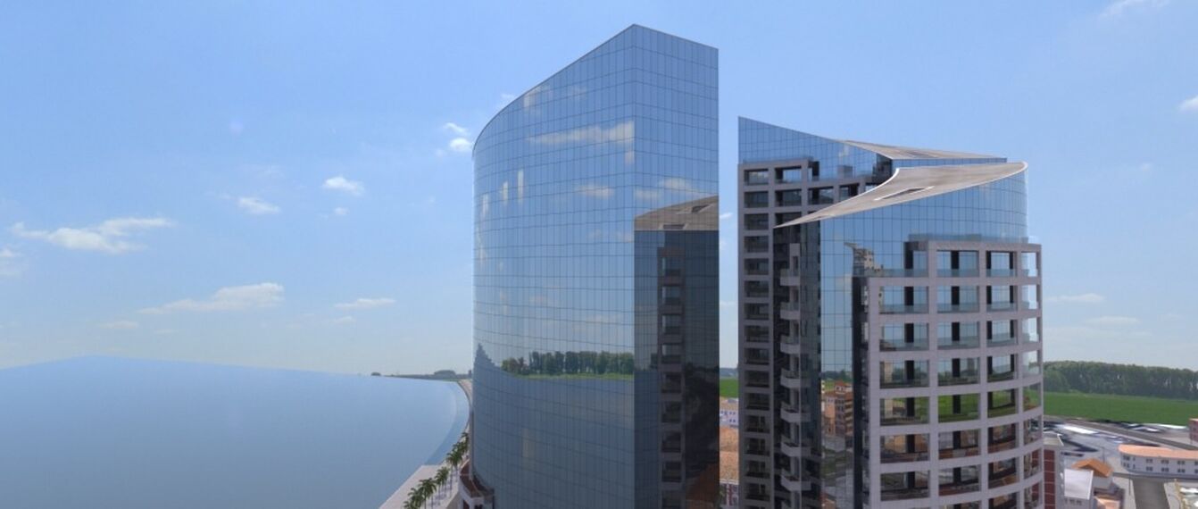 CW 65-EF Aluminium Façades, CW 50-SC Aluminium Façades and CS 68 Hidden Vent Aluminium Windows - Office building Torres Kianda located in Luanda, Angola