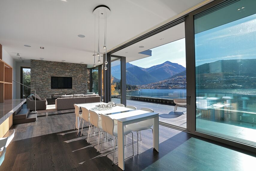 ConceptFolding 77 Aluminium Sliding & Folding Doors and ConceptSystem 77 Aluminium Windows - Lake Wakatipu House located in Otago, New Zealand