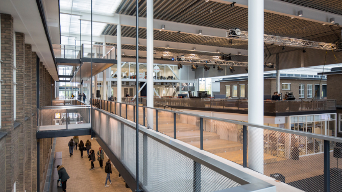 The inside of a university building