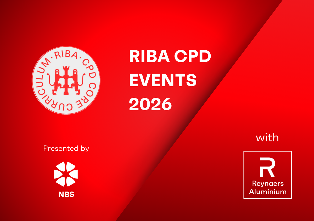 An image of the RIBA logo promoting dates for Reynaers CPDs in 2026