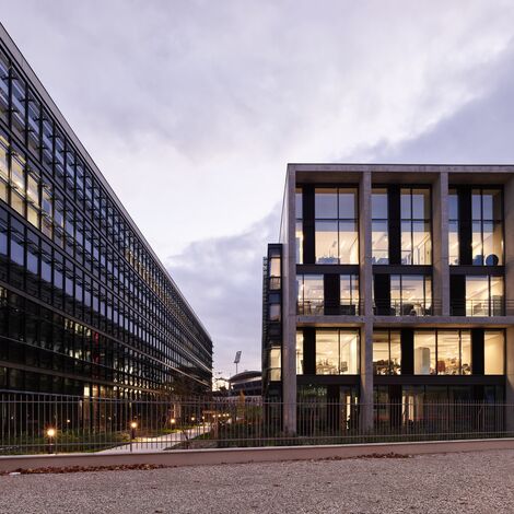 ConceptWall 86 Aluminium Façades, ThermoSystem 68 Aluminium Windows, ConceptWall 50 Aluminium Façades and TS 68-HV Aluminium Windows - Office building Jardins du Lou located in Lyon, France