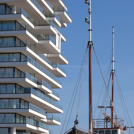 ConceptSystem 77 Aluminium Windows and ConceptWall 50 Aluminium Façades - Apartmentcomplex Baelskaai 12 (Oosteroever) located in Oostende, Belgium