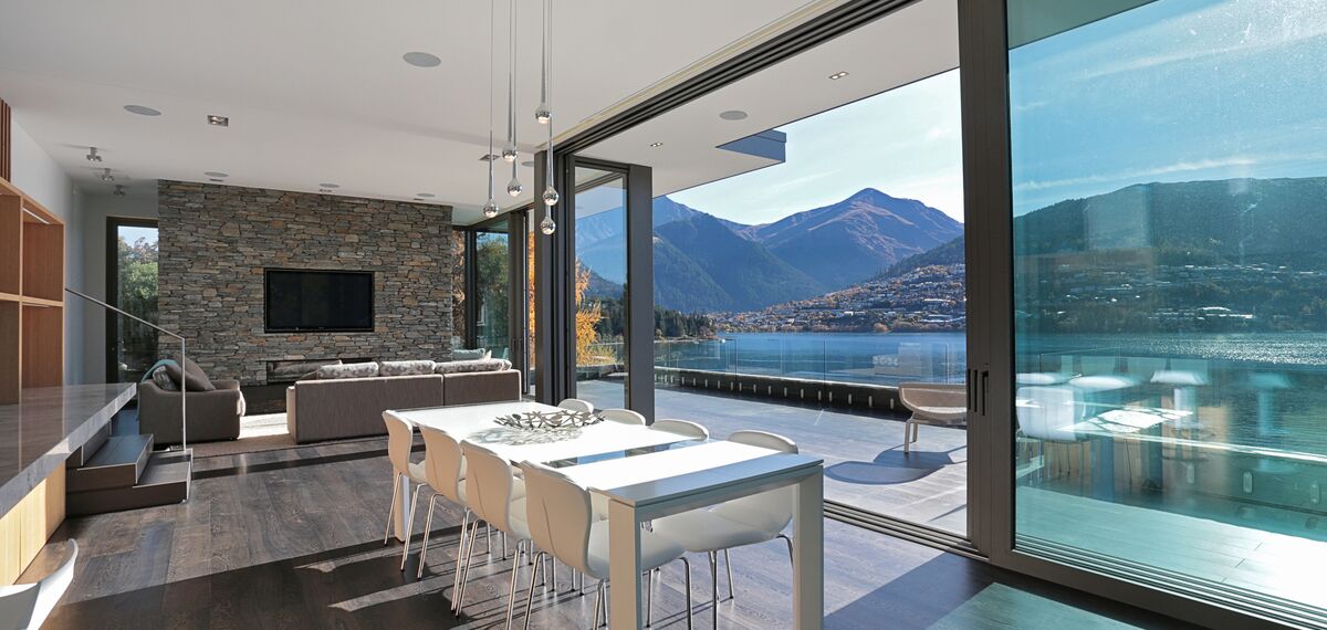 ConceptFolding 77 Aluminium Sliding & Folding Doors and ConceptSystem 77 Aluminium Windows - Lake Wakatipu House located in Otago, New Zealand