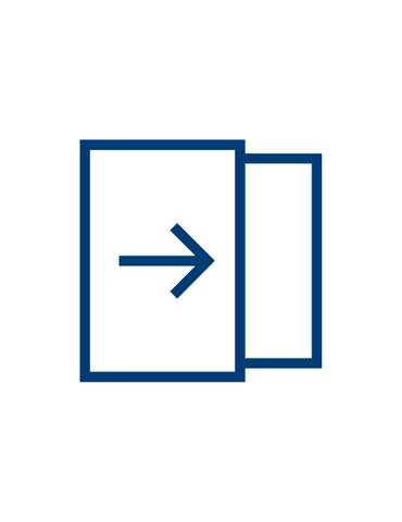 A blue sliding door icon
