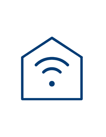 A house with a wifi signal in the centre