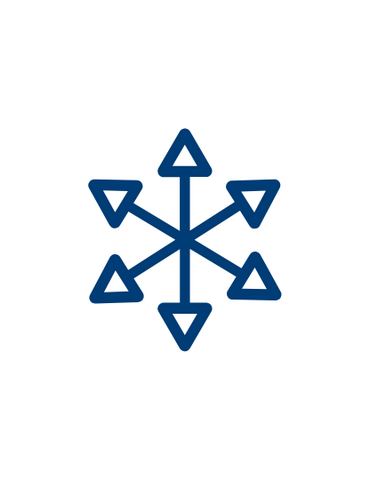 A snowflake-like shape with arrows leaving in each direction