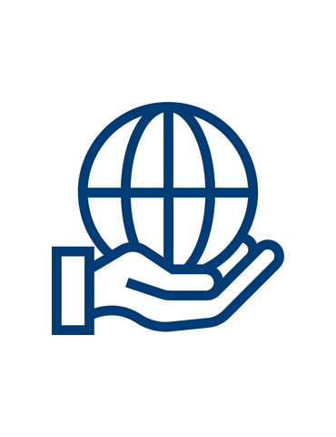A hand holding a globe